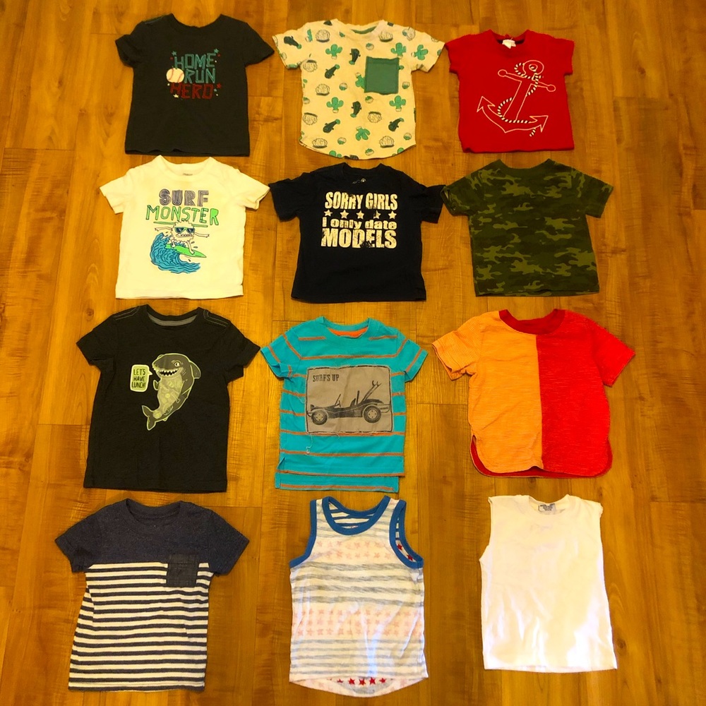 Bundle of 12 Summertime Play Shirts, Size 12-18 Months
